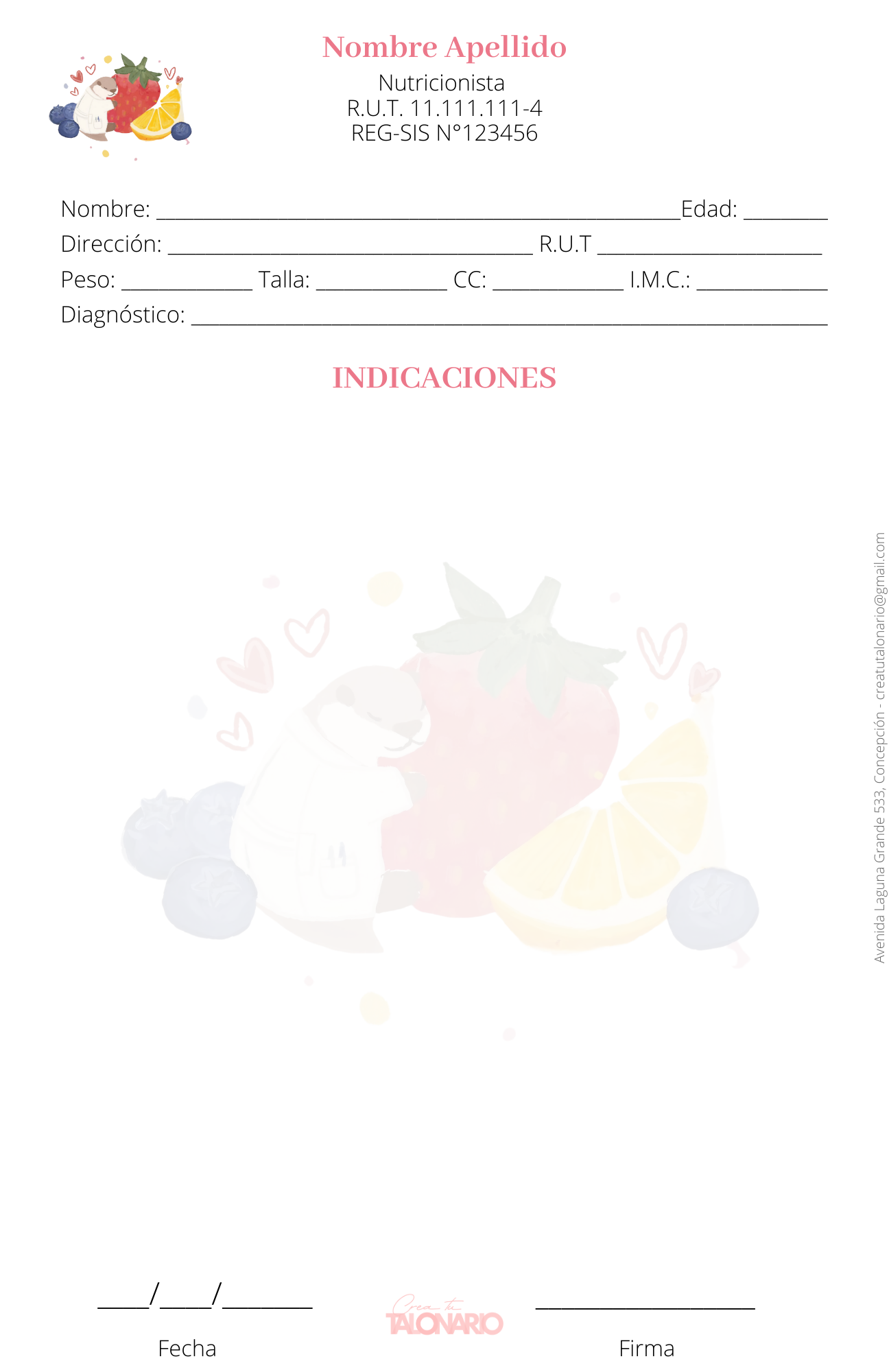 Talonario de Indicaciones personalizado - 100 hojas
