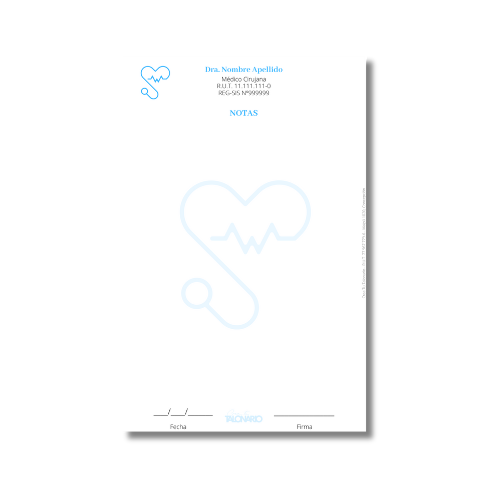 PROMO 5 Talonarios para médicos diseño predeterminado - 100 hojas - Tamaño Media Carta