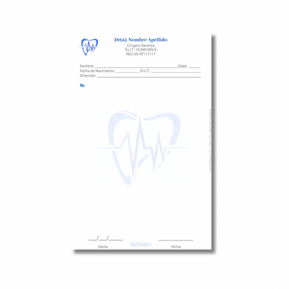 PROMO 3 Talonarios para odontólogos diseño predeterminado - 100 hojas