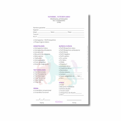 PROMO 3 Talonarios para Veterinarios/as predeterminado - 100 hojas