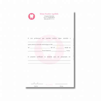 PROMO 3 Talonarios para odontólogos diseño predeterminado - 100 hojas