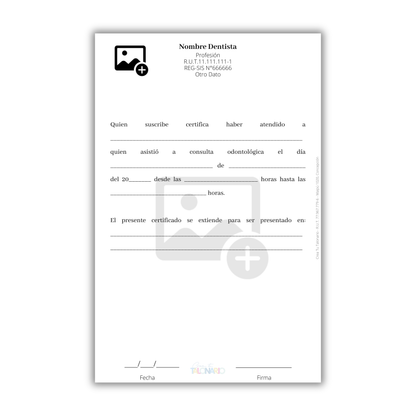 Talonario para Odontólogos personalizado - 100 hojas