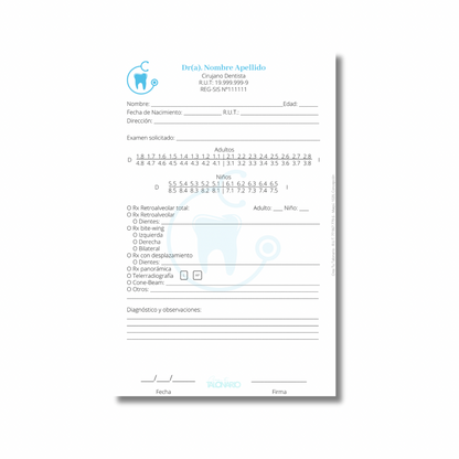PROMO 3 Talonarios para odontólogos diseño predeterminado - 100 hojas