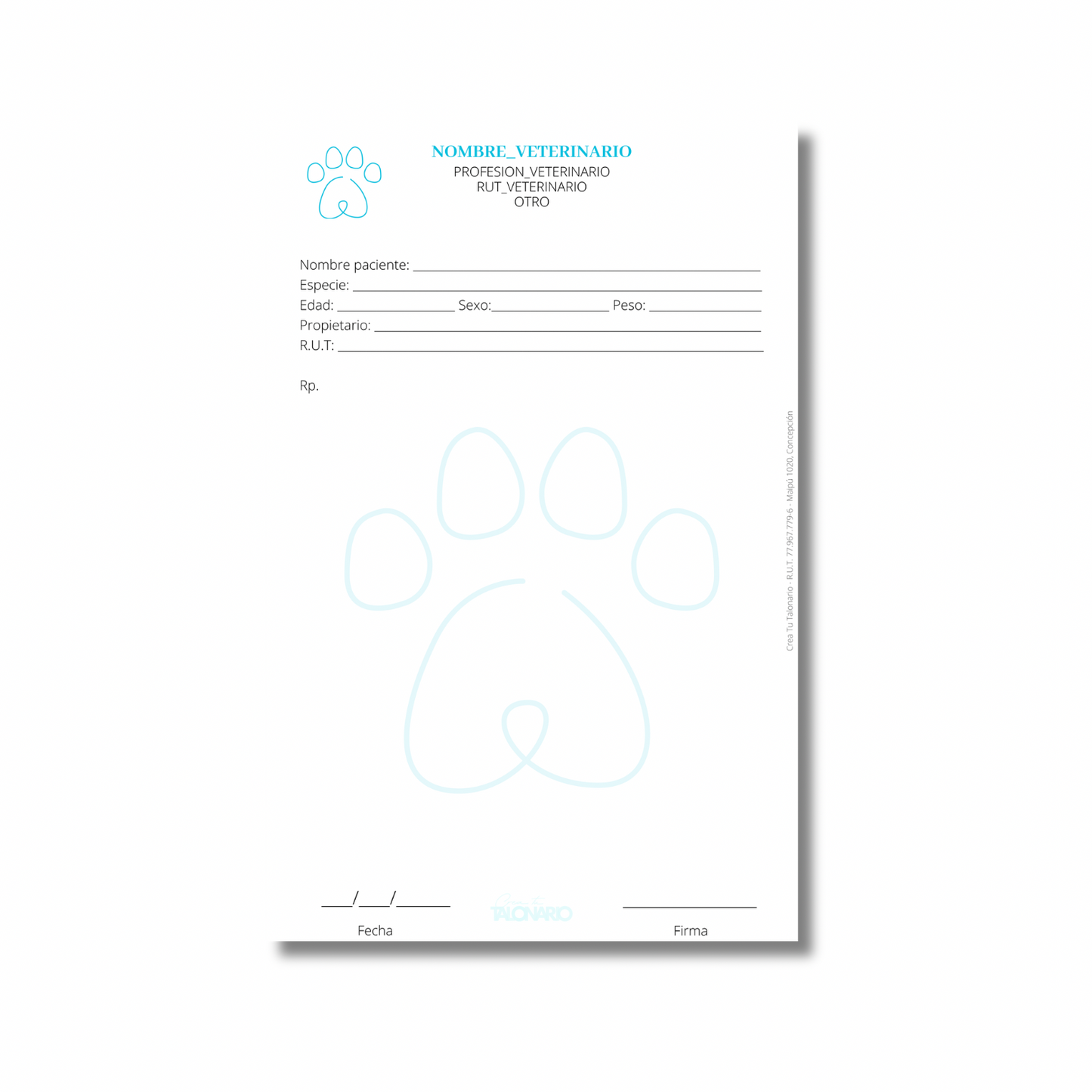 PROMO 3 Talonarios para Veterinarios/as predeterminado - 100 hojas