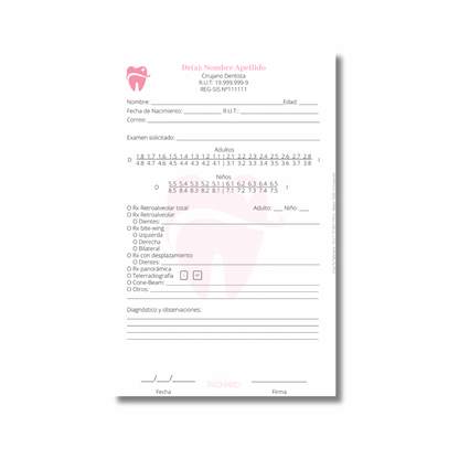 PROMO 3 Talonarios para odontólogos diseño predeterminado - 100 hojas