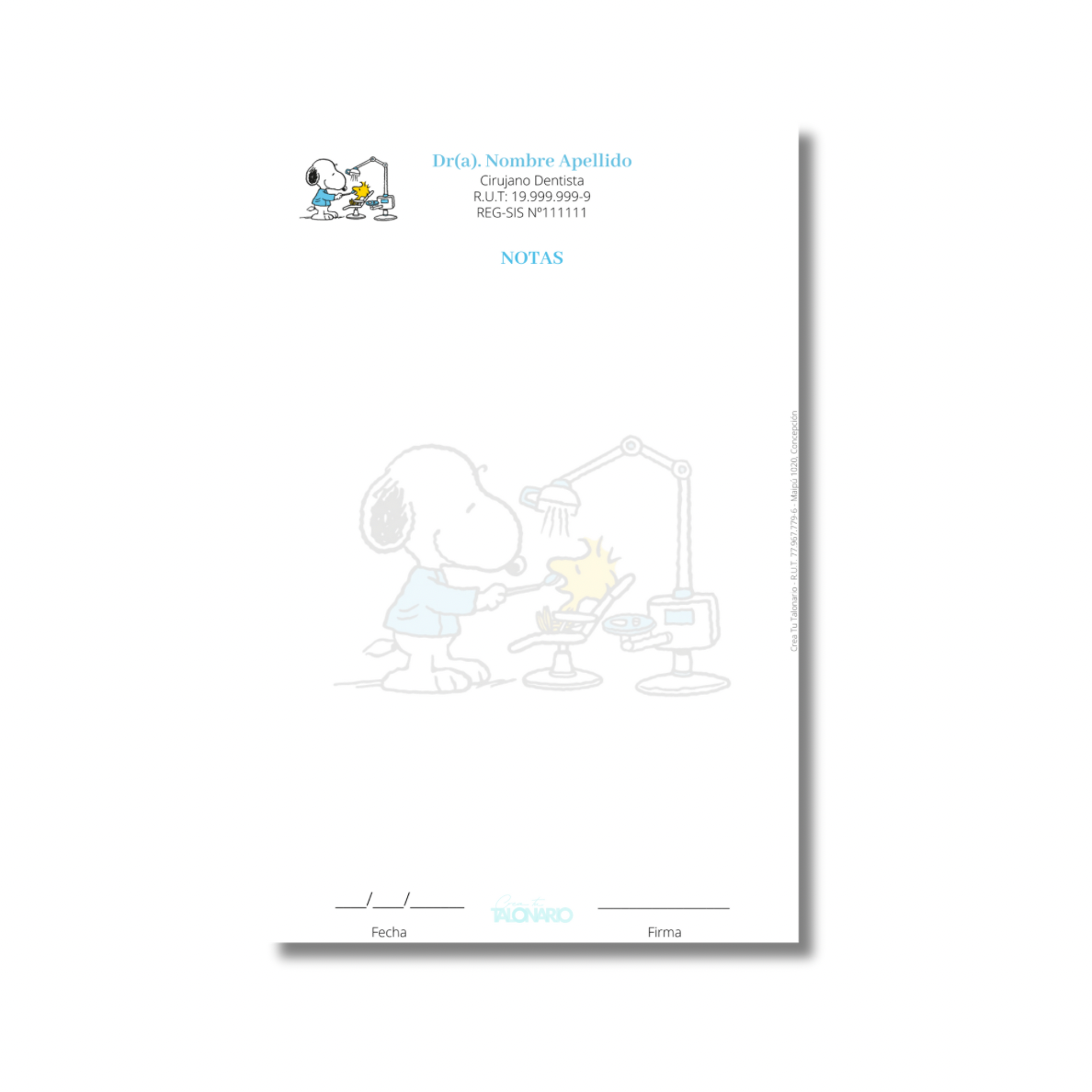 Talonario para odontólogos diseño predeterminado - 100 hojas
