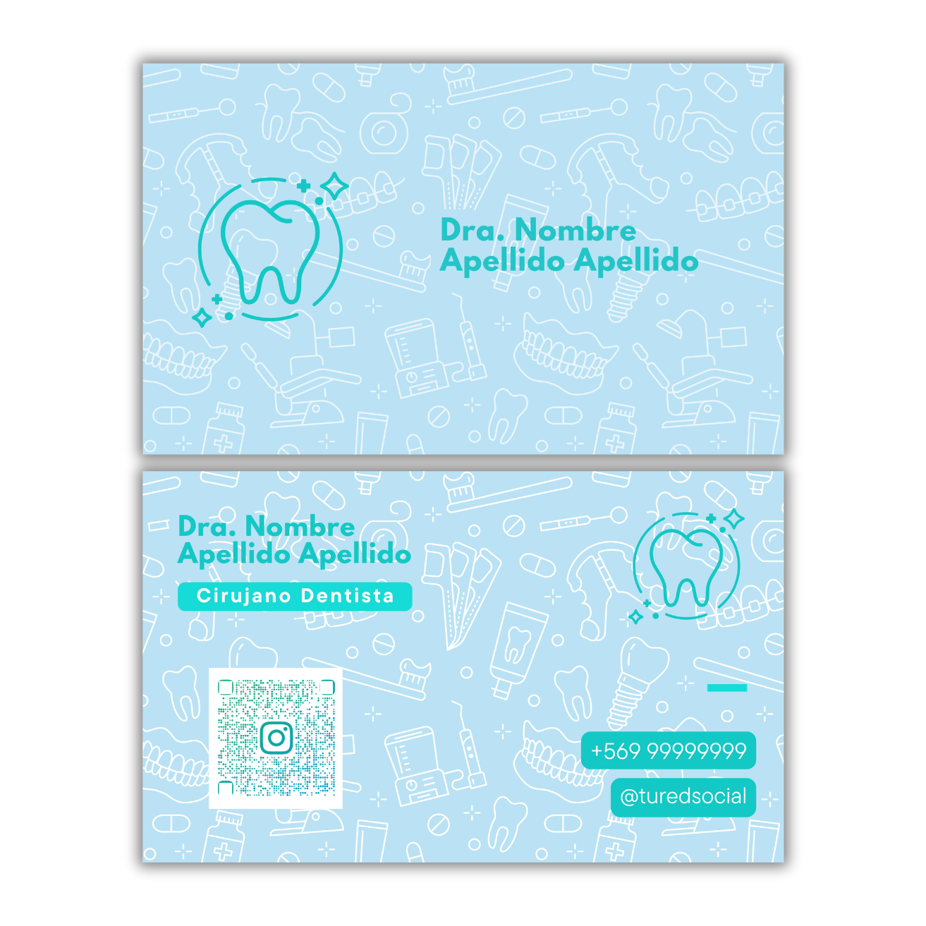 Tarjetas de Presentación Diseño Predeterminado Odontólogo/a