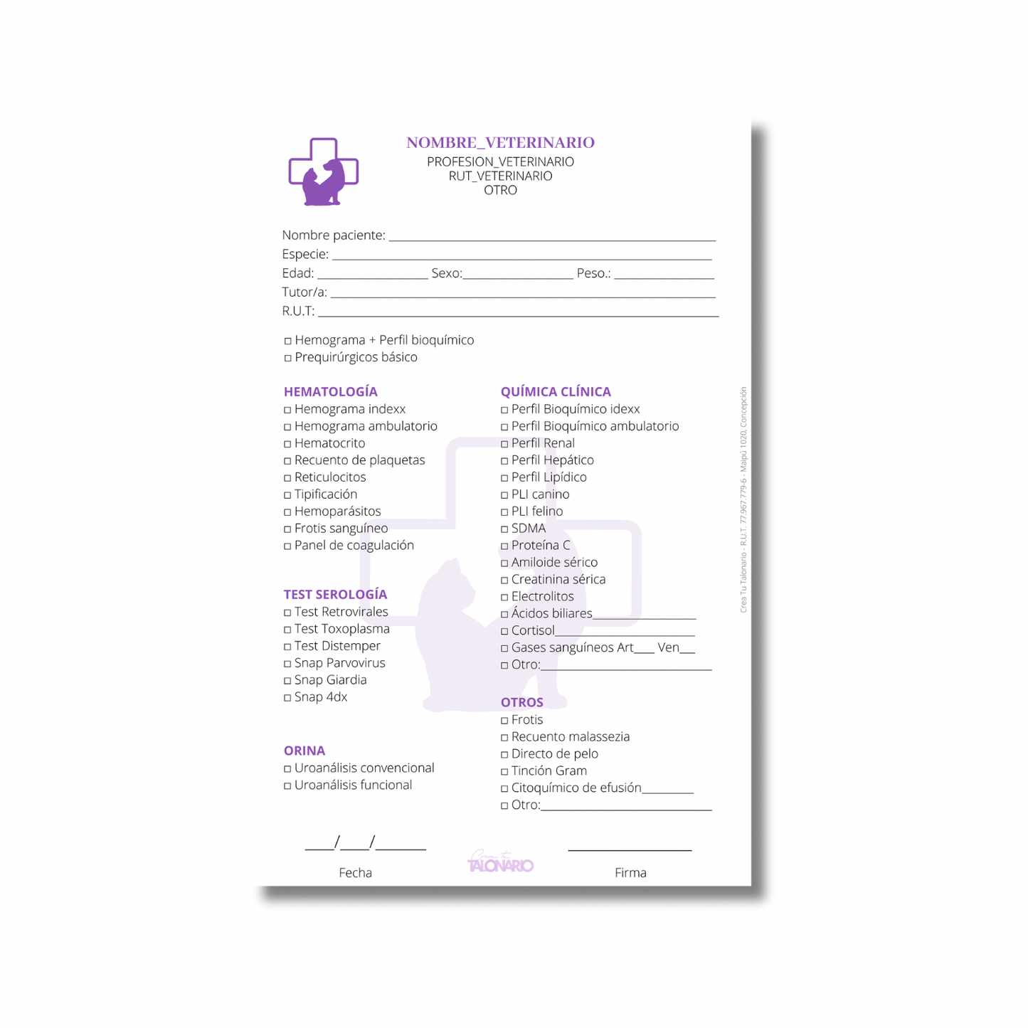 PROMO 3 Talonarios para Veterinarios/as predeterminado - 100 hojas