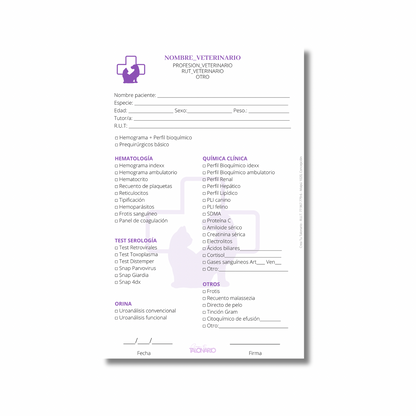 PROMO 3 Talonarios para Veterinarios/as predeterminado - 100 hojas