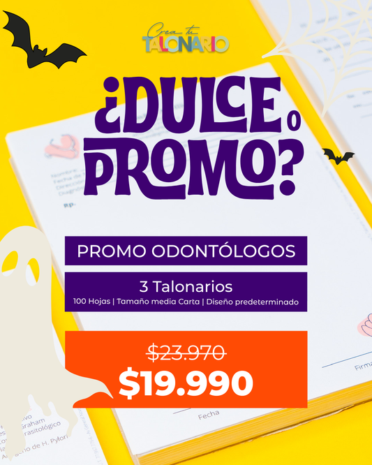 PROMO 3 Talonarios para odontólogos diseño predeterminado - 100 hojas