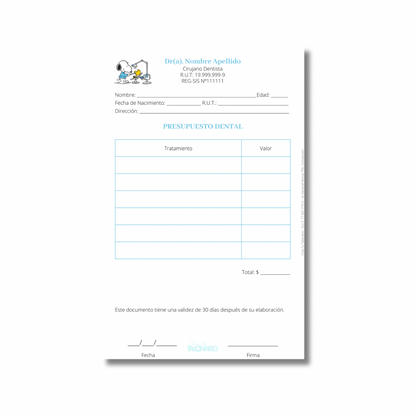 PROMO 3 Talonarios para odontólogos diseño predeterminado - 100 hojas