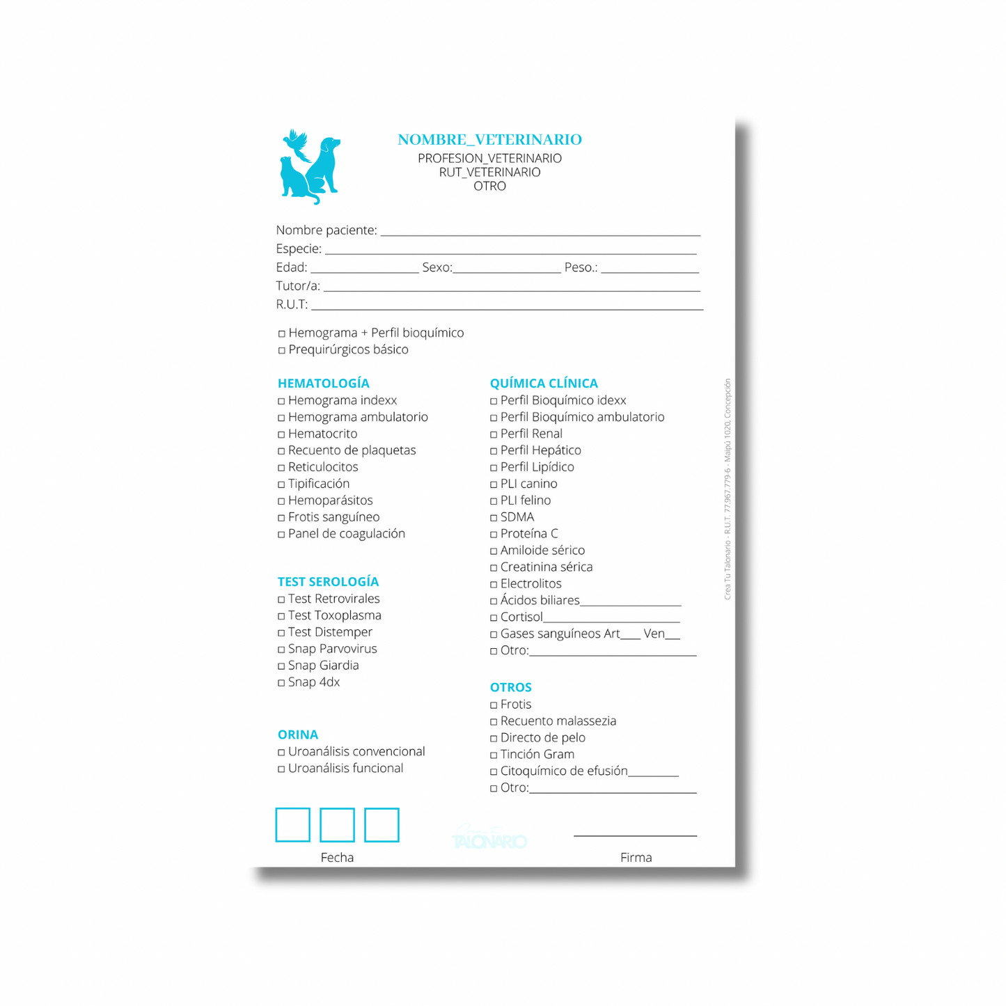 PROMO 3 Talonarios para Veterinarios/as predeterminado - 100 hojas