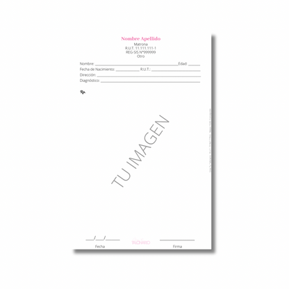 Talonario para Odontólogos personalizado - 100 hojas