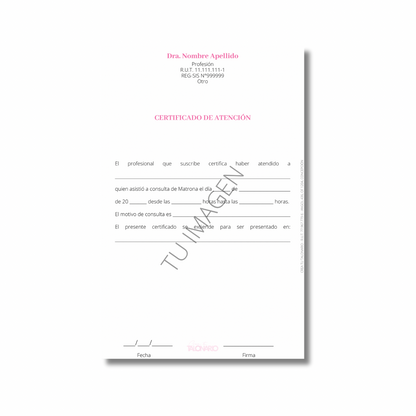 Talonario para matrona personalizado - 100 hojas