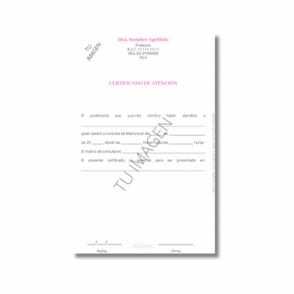 Talonario para matrona personalizado - 100 hojas