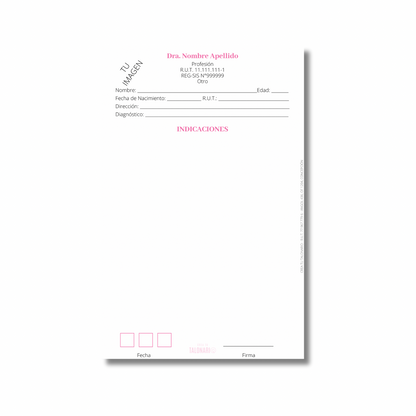 Talonario para tecnólogo médico personalizado - 100 hojas