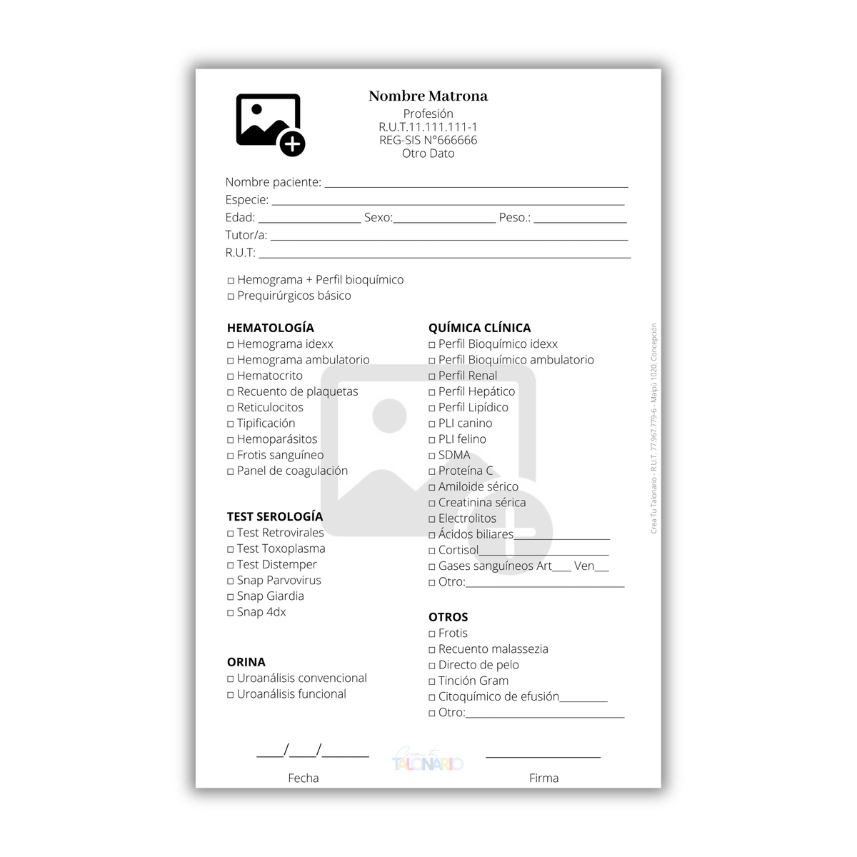Talonario para Veterinarios/as personalizado - 100 hojas