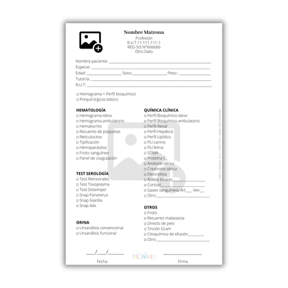 Talonario para Veterinarios/as personalizado - 100 hojas
