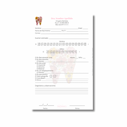 PROMO 3 Talonarios para odontólogos diseño predeterminado - 100 hojas