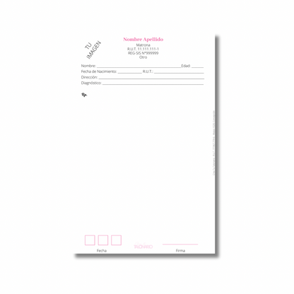 Talonario para matrona personalizado - 100 hojas