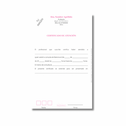 Talonario para matrona personalizado - 100 hojas