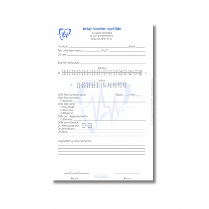 PROMO 3 Talonarios para odontólogos diseño predeterminado - 100 hojas
