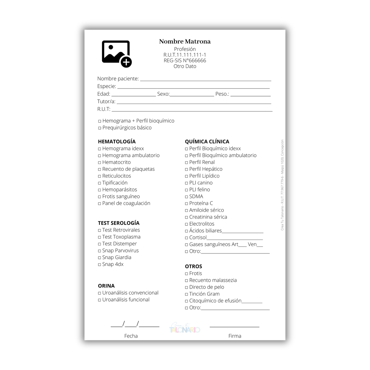 Talonario para Veterinarios/as personalizado - 100 hojas