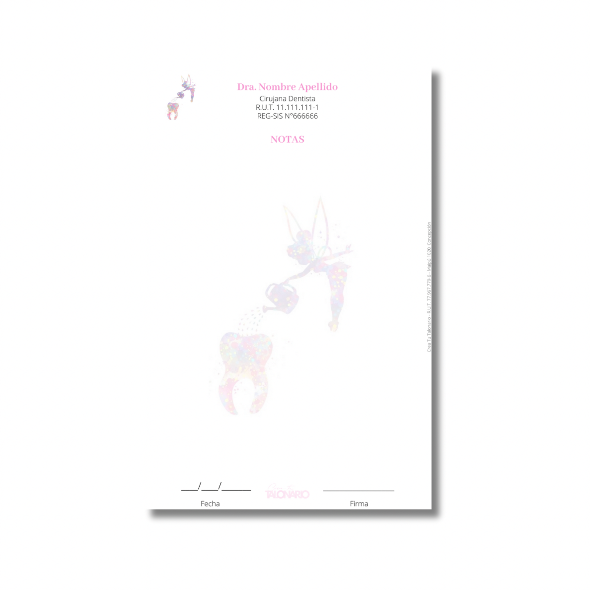 Talonario para odontólogos diseño predeterminado - 100 hojas