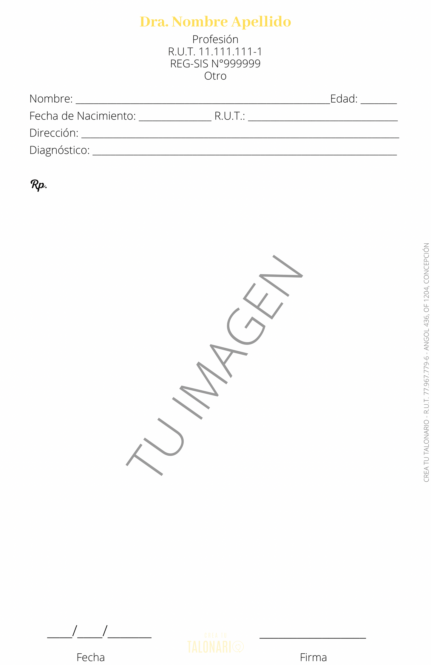 Talonario para matrona personalizado - 100 hojas