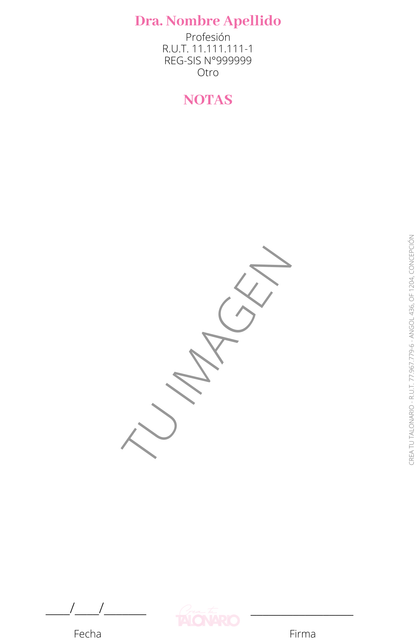 Talonario para Nutricionista personalizado - 100 hojas