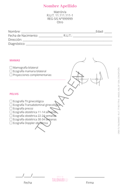 Talonario para matrona personalizado - 100 hojas