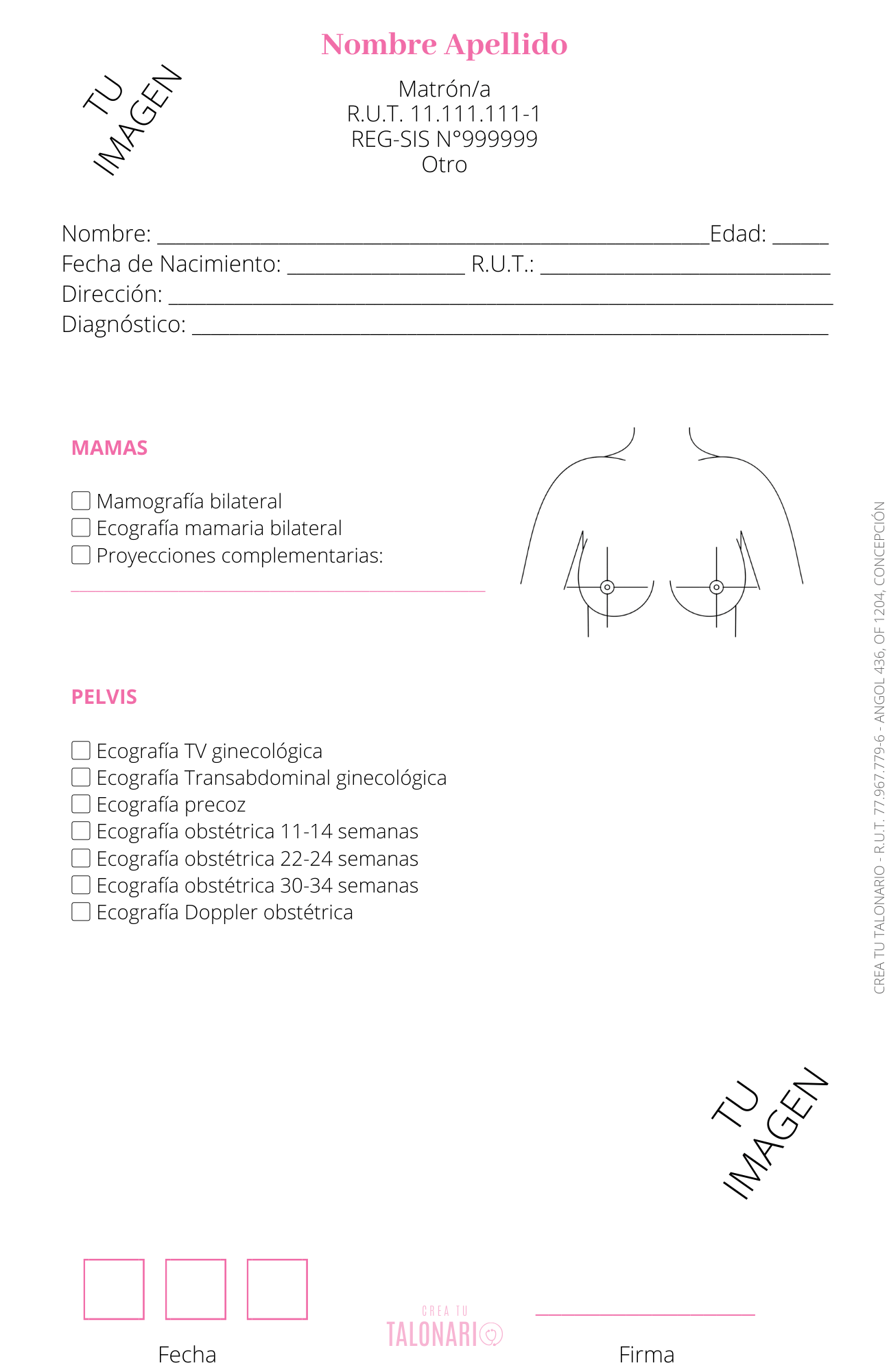 Talonario para matrona personalizado - 100 hojas