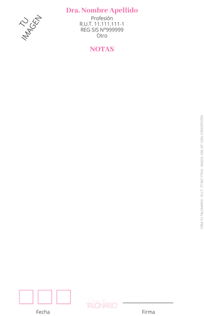 Talonario para Nutricionista personalizado - 100 hojas