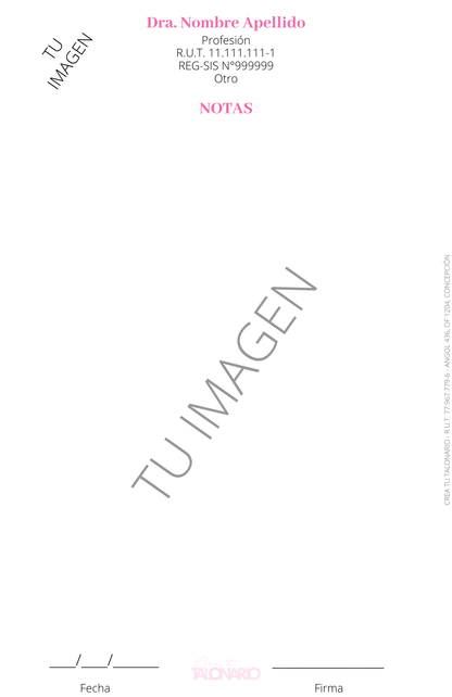 Talonario para Nutricionista personalizado - 100 hojas