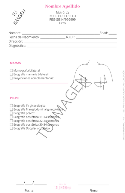 Talonario para matrona personalizado - 100 hojas