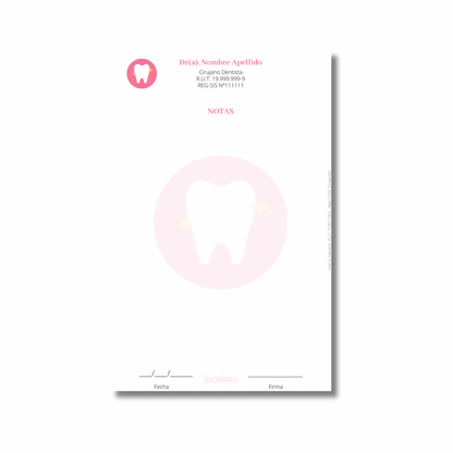 PROMO 3 Talonarios para odontólogos diseño predeterminado - 100 hojas