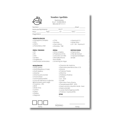Talonario para nutricionistas diseño predeterminado - 100 hojas