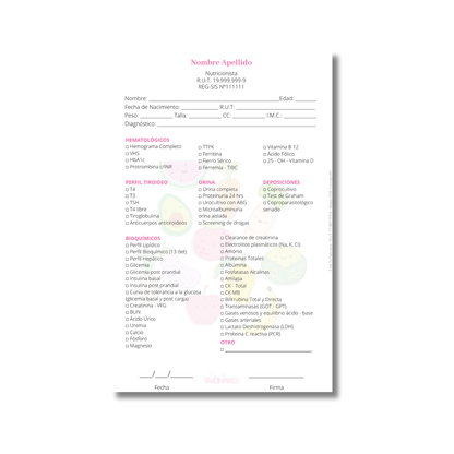 Talonario para nutricionistas diseño predeterminado - 100 hojas