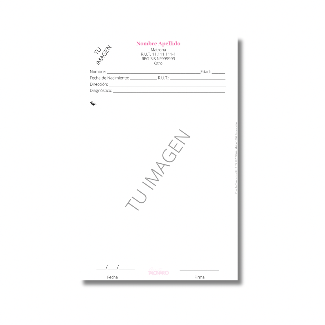 Talonario para Odontólogos personalizado - 100 hojas