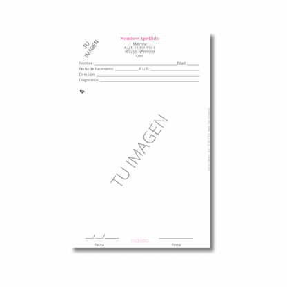 Talonario para Odontólogos personalizado - 100 hojas