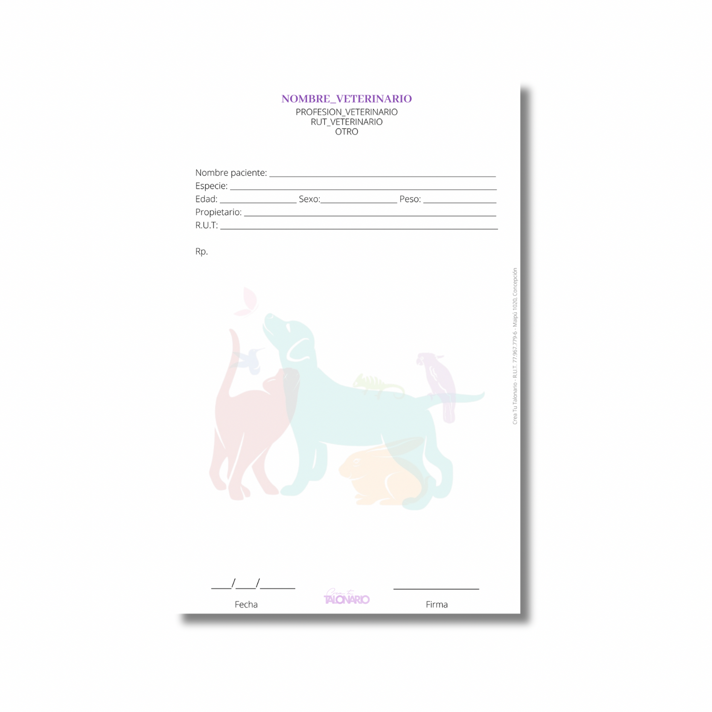 PROMO 3 Talonarios para Veterinarios/as predeterminado - 100 hojas