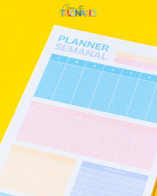 Planner Semanal media carta estilo 2
