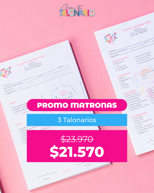 PROMO 3 Talonarios para matronas diseño predeterminado - 100 hojas