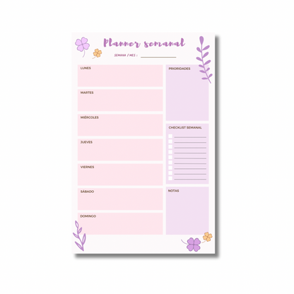 Planner Semanal media carta estilo 1