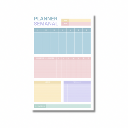 Planner Semanal media carta estilo 2