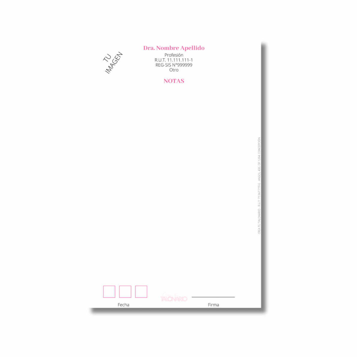 Talonario para Odontólogos personalizado - 100 hojas