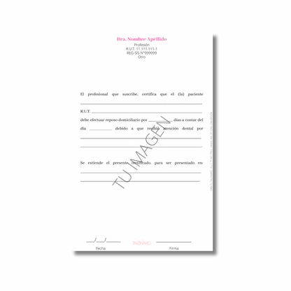 Talonario para Odontólogos personalizado - 100 hojas