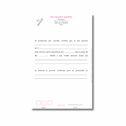Talonario para Odontólogos personalizado - 100 hojas