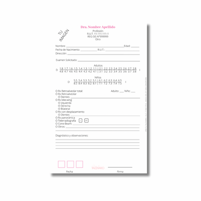 Talonario para Odontólogos personalizado - 100 hojas