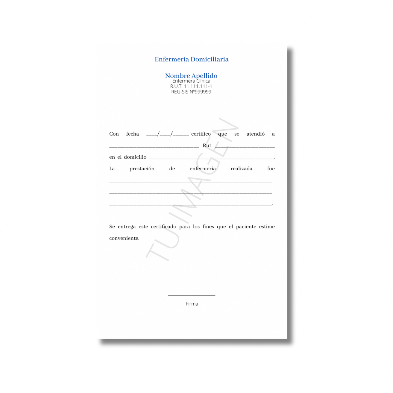 Talonario para enfermera/o personalizado - 100 hojas